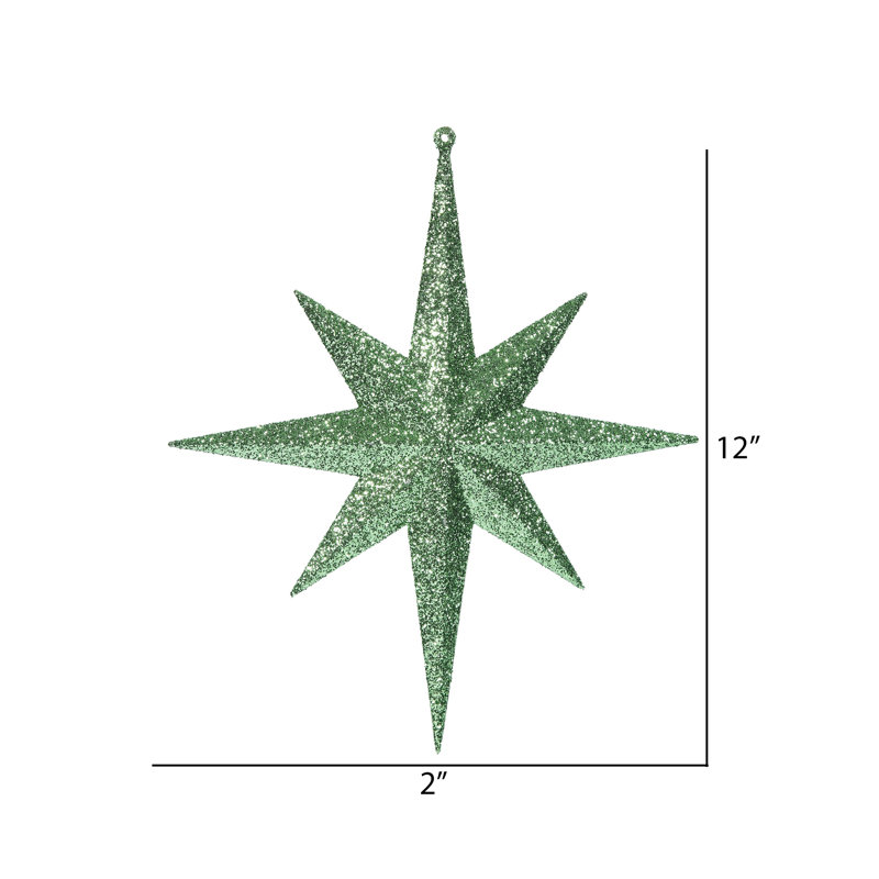 Ornement étoile de Bethléem scintillant, H 12 po x l 12 po x P 2 po, Céladon