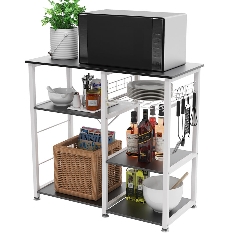 3-Tier Kitchen Baker's Rack Utility Shelf Microwave Stand with Storage and Drawer, White/Dark Brown