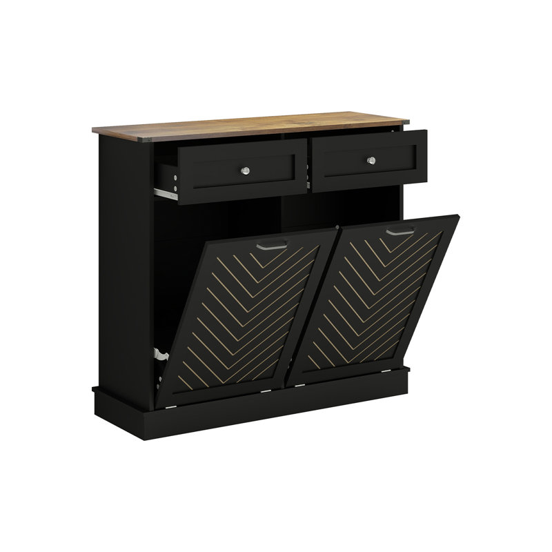 Poubelle en bois manufacturé 10 gallons Alsfeld, H 36 po x l 39,4 po x P 13,5 po, Noir