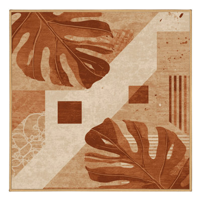 Machine Washable Oyan Monstera Modern & Contemporary Abstract Rug in Brown – LightBrown Binding