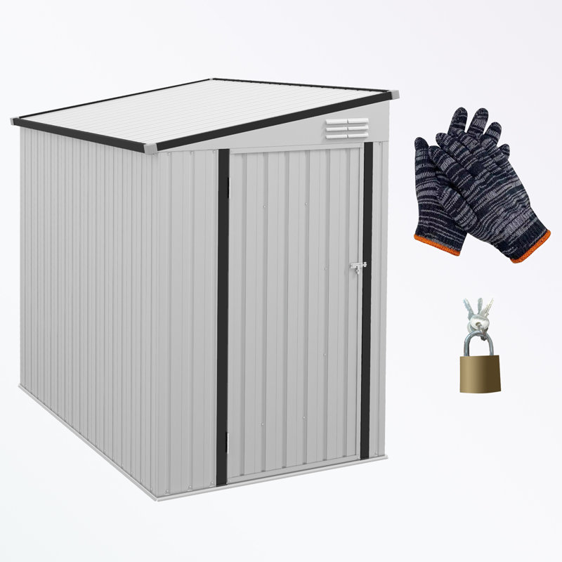 Remise extérieure en métal avec porte verrouillable et 2 bouches d'aération, H 72,75 po x l 51,25 po x P 75,5 po