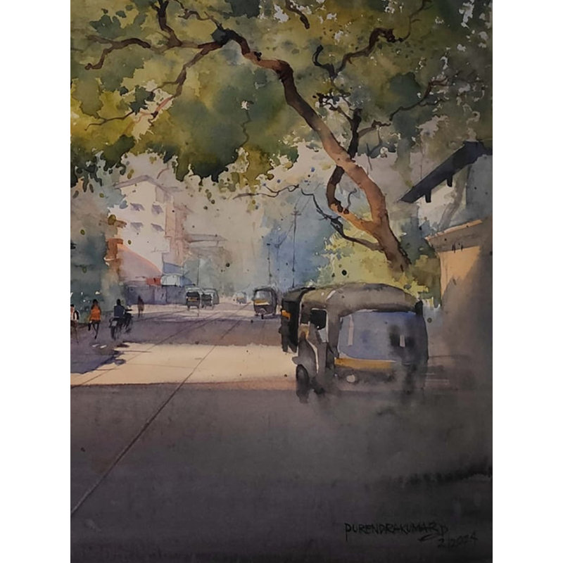 An Old Architecture - Ville | Aquarelle sur papier | Par Purendrakumar Deogirkar