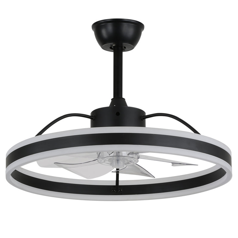 Chantrice 24 Inch Modern LED Ceiling Fan with Lights and Remote, 6 Speeds Reversible Fandelier Ceiling Fan for Bedroom, Black