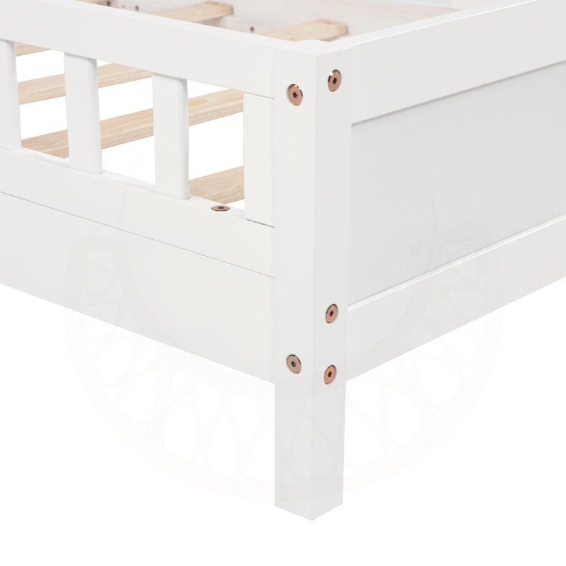 Lit en bois de pin simple polyvalent avec des caractéristiques innovantes pour un confort accru, Blanc