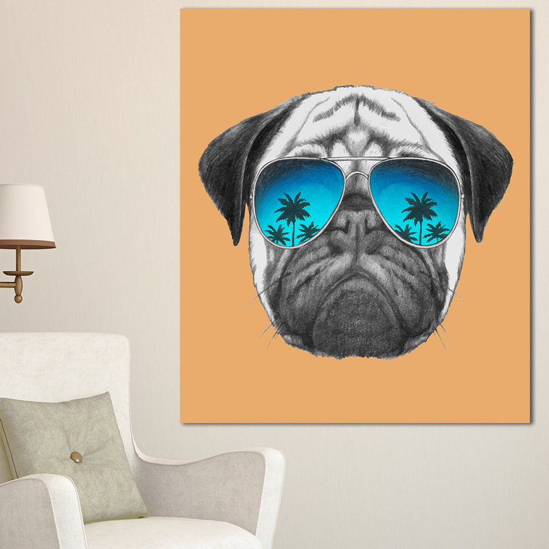 Alfaro rigolo avec lunettes bleues - impression d'art graphique, H 40 po x l 30 po x p 1 po, Toile tendue