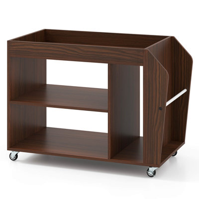 Side End Table 3-tier Bookshelf With Universal Wheels Rolling Nightstand Walnut Brown by Winston Porter