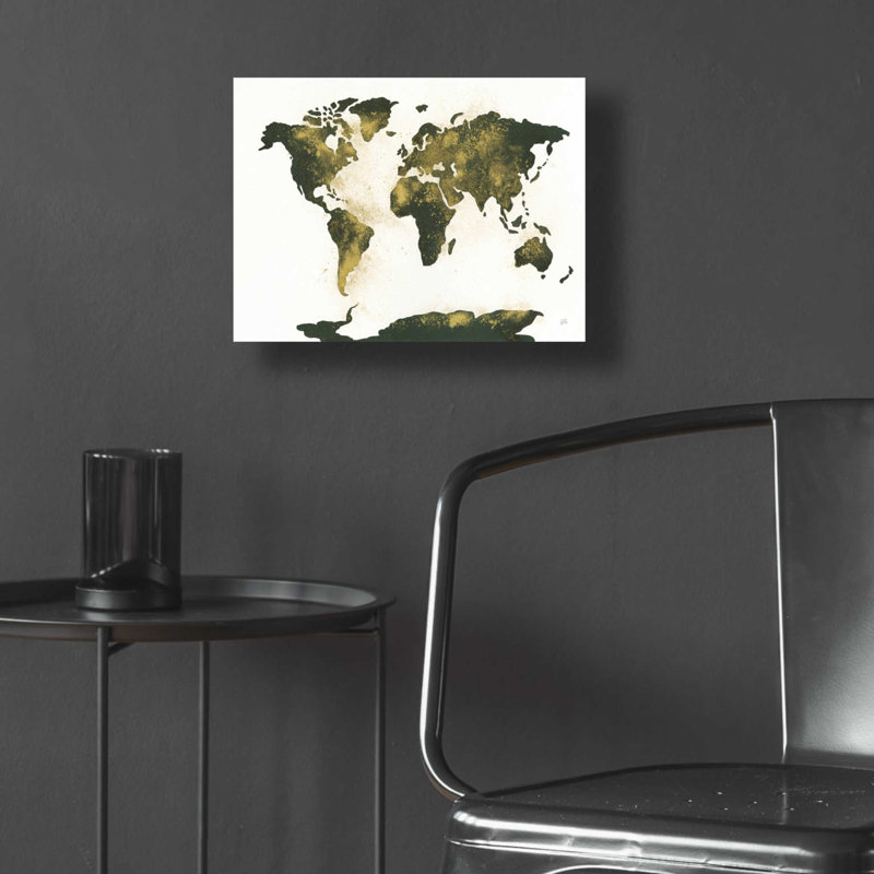 «World Map Gold Dust» par Chris Paschke, H 12 po x l 16 po x P 0,13 po