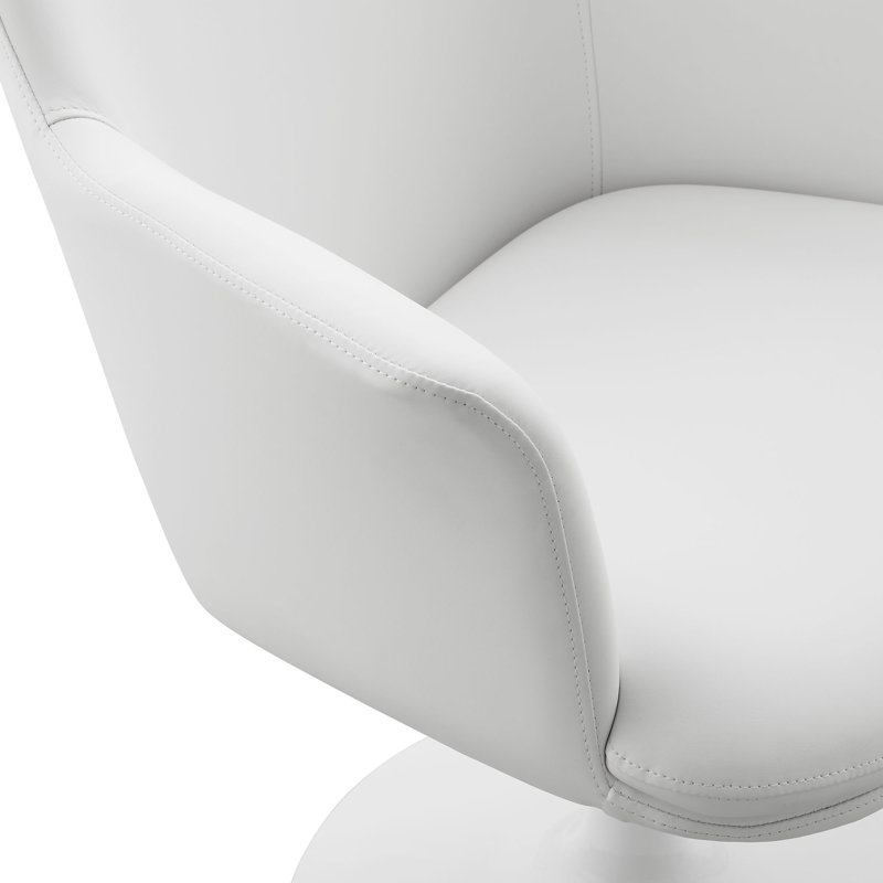Fauteuil pivotant en cuir Lippa, Blanc, Blanc