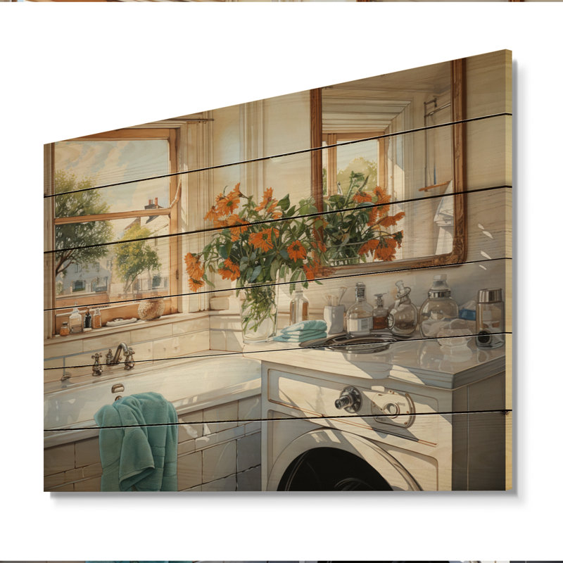 «Bettyjane Bath Laundry Realism», impression sur bois, H 24 po x l 32 po x P 0,78 po