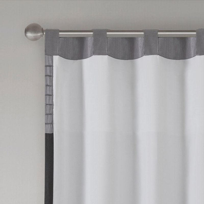 Aghavary Single Curtain Panel, Gray/Black/White