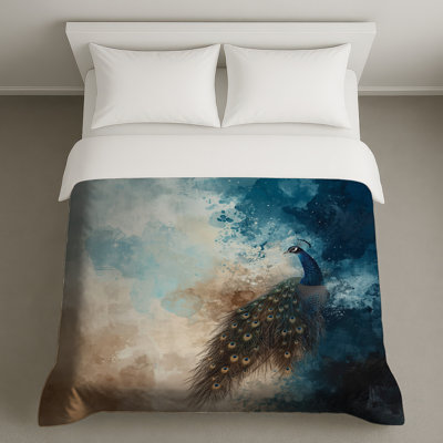 Paon sur fond abstrait Housses de couette