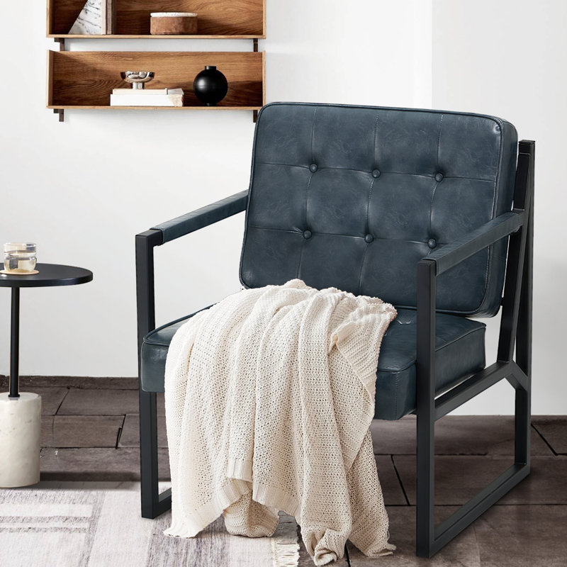 Fauteuil d'appoint Modern, Similicuir bleu