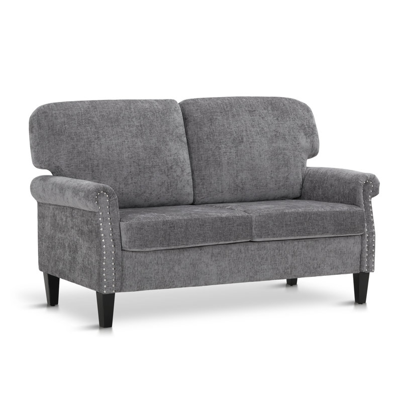 Dooly Rolled Arms Loveseat Sofa, Gray