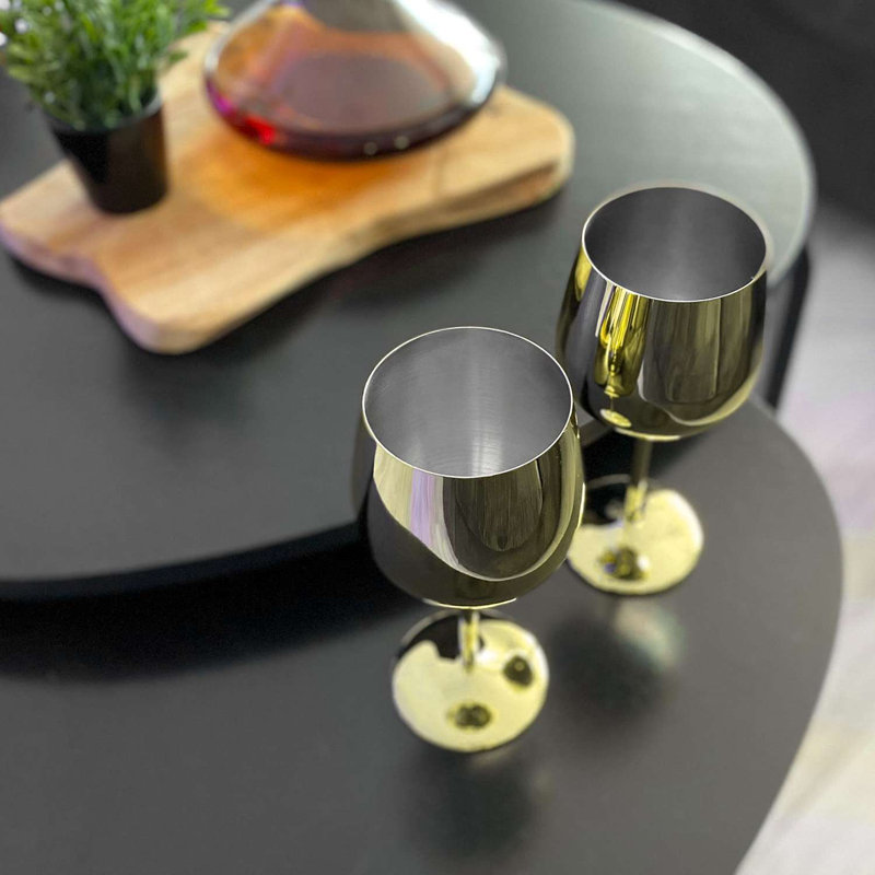 400ml Stainless Steel White Wine Glass Set, Golden
