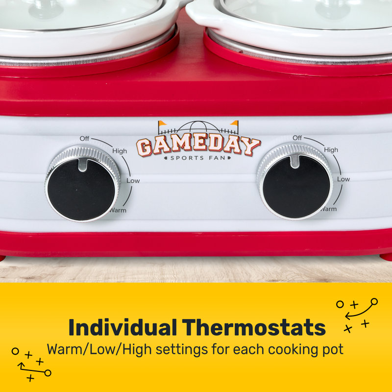 Red and White Stainless Steel Dual Section Slow Cooker