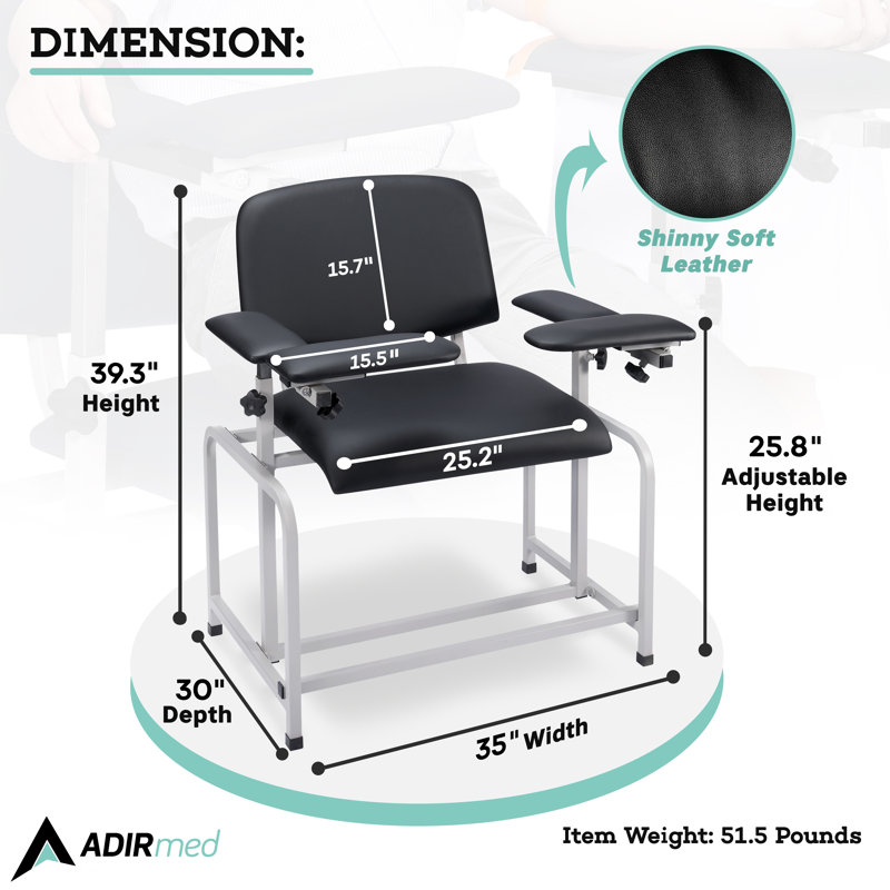 Bariatric Padded Blood Drawing Chair, Black