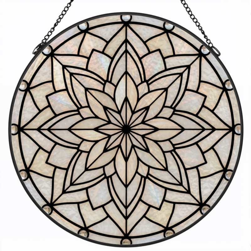 Panneau de vitrail à motif géométrique floral 7,8 po H, H 7,8 po x l 7,8 po
