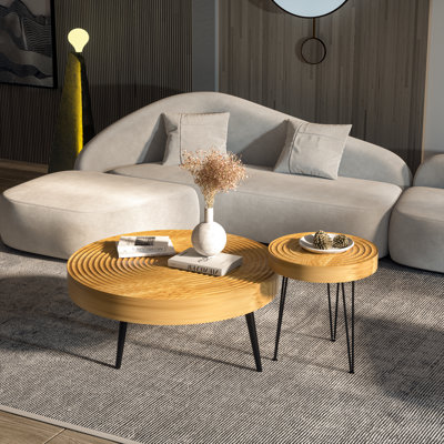 Bradney 2 - Piece Solid Wood Top Living Room Table Set