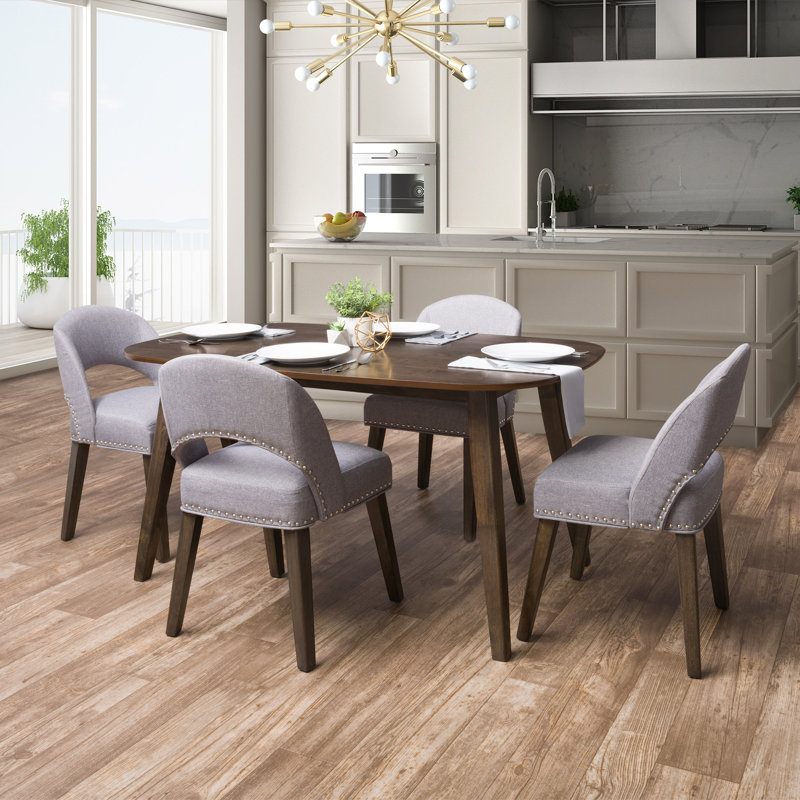 Ensemble de salle à manger Arush, Espresso / gris étain, 5 pièces : 1 table, 4 chaises