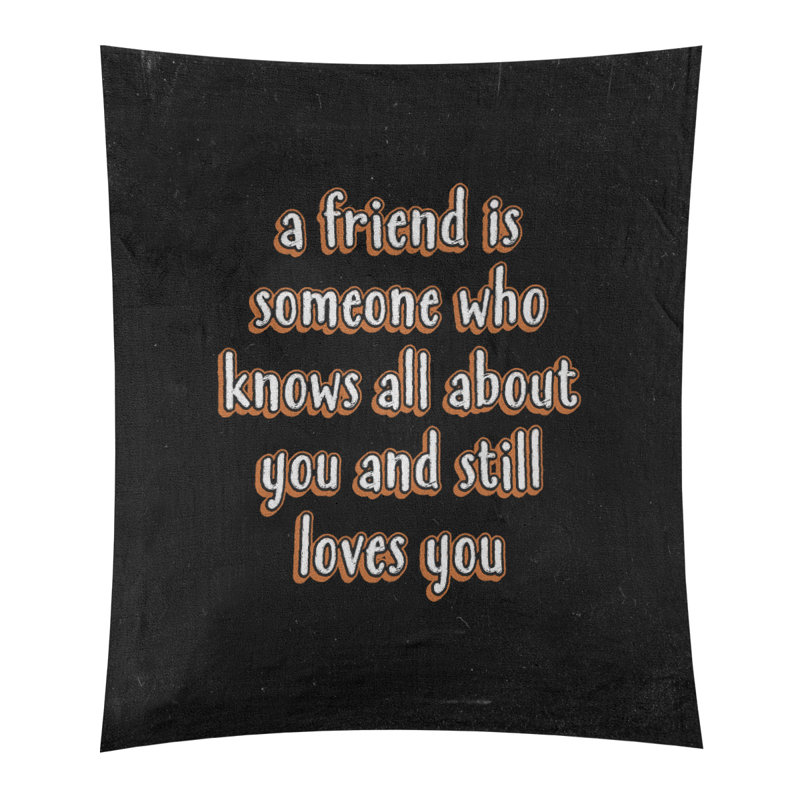 Tapisserie tableau en polyester «Love and Friendship», H 60 po x l 51 po, Orange