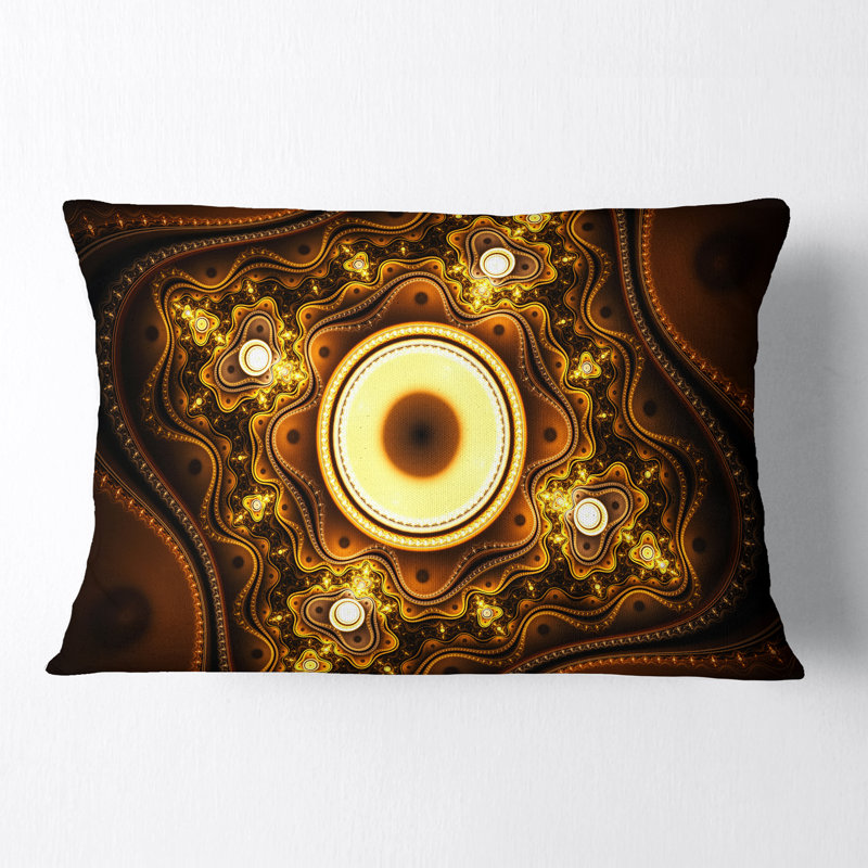 Coussin lombaire abstrait à motif fractal abstrait avec cercles