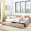 Structure de lit confortable en velours rose avec rangement et rangement pour la chambre à coucher