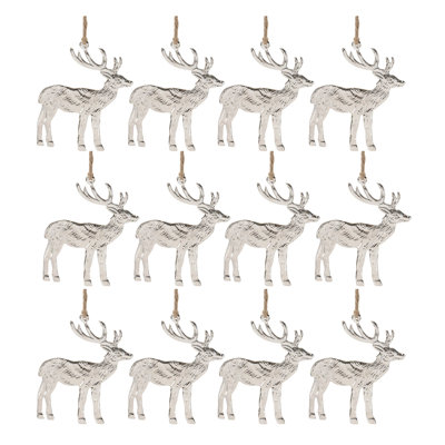 Etched Metal Deer Ornament (Set of 12)