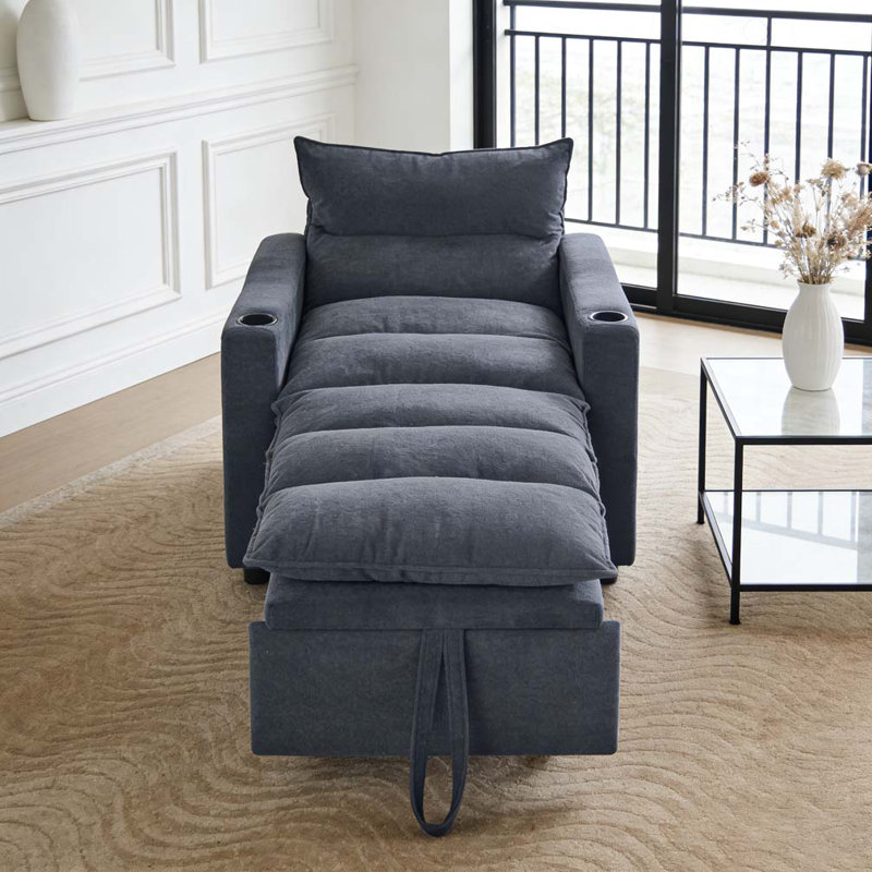 Canapé-lit réglable en tissu velours moderne, Gris