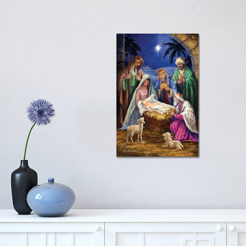 Holy Family With 3 Kings by Marcello Corti - Print, Wrapped Canvas, 30.48 cm H x 45.72 cm W