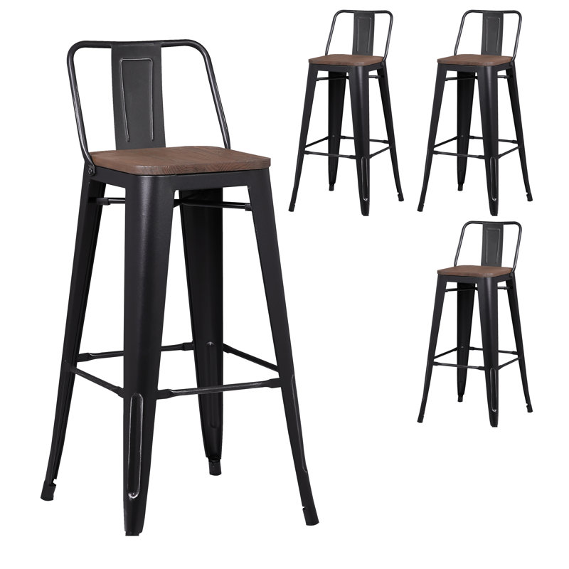 Julianne Counter Stool with Metal Frame, Black