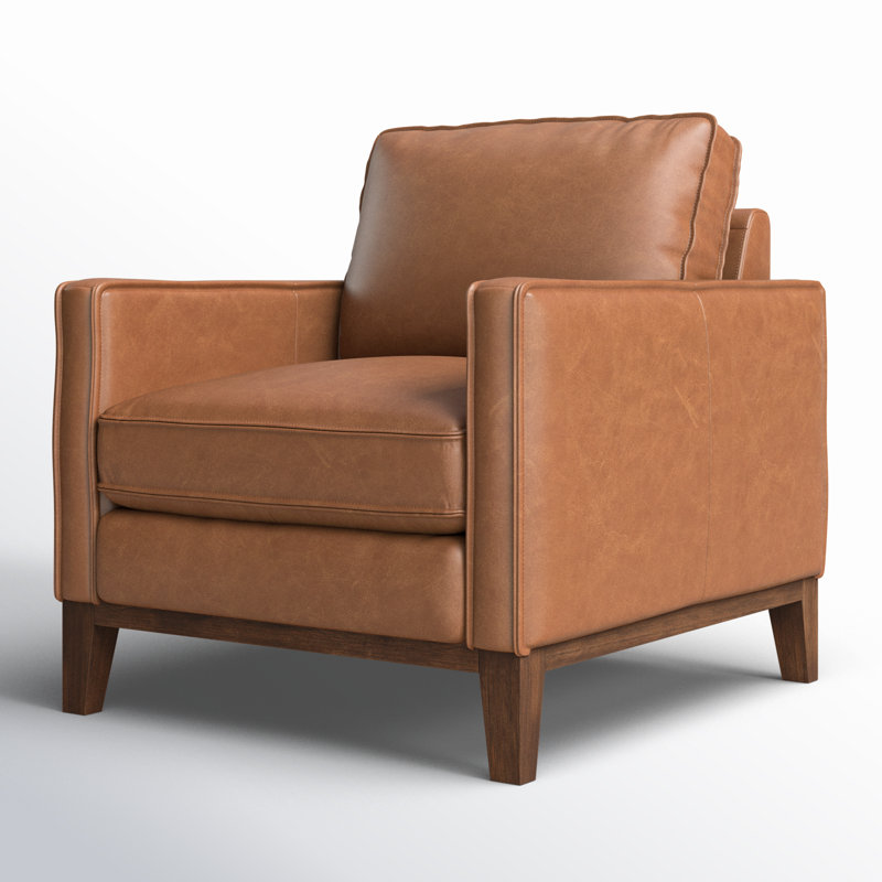 Fauteuil Cascades, Cuir véritable châtaignier
