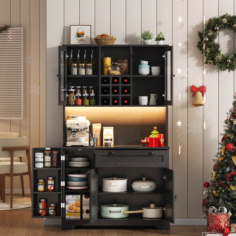 180cm Kitchen Pantry, Black