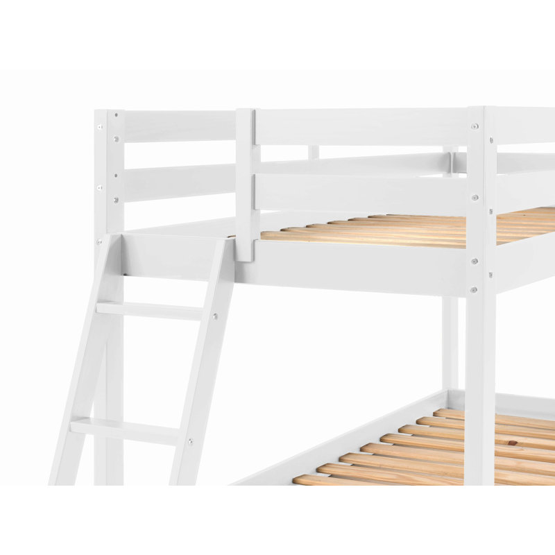 Johannes Solid Wood Twin Low Loft Bed with Ladder and Twin Underbed, White