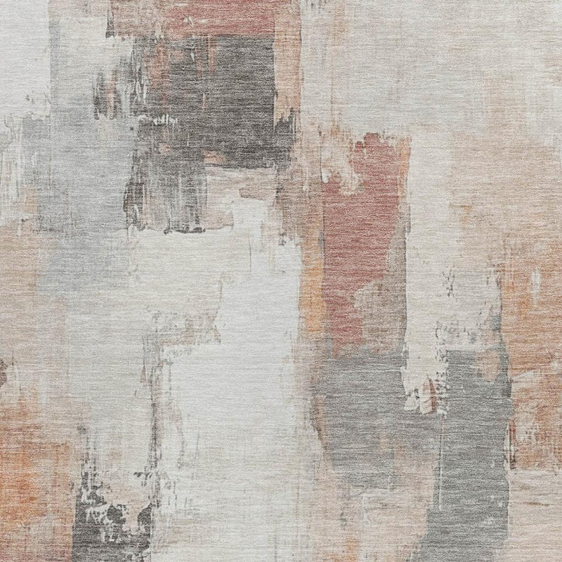 Tapis extérieur lavable abstrait rouille et ivoire 10 pi x 14 pi