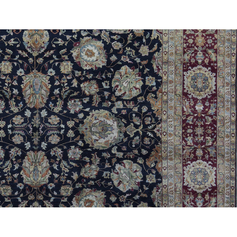 Tapis noir et rouge de haute qualité noué à la main