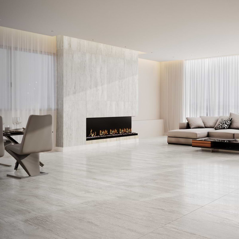 Nashville 24x48 Matte Travertine Look Porcelain Tile, White Matte