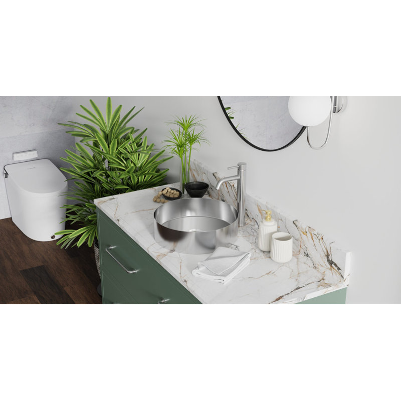 Lavabo de salle de bain en acier inoxydable brossé 15,75 "x 15,75" Badeloft ES-WB-01-BS, Acier brossé