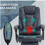 Fauteuil de massage vibrant à 7 points, fauteuil d'ordinateur à haut dossier avec support lombaire, repose-pieds, dossier inclinable, hauteur réglable-19283424
