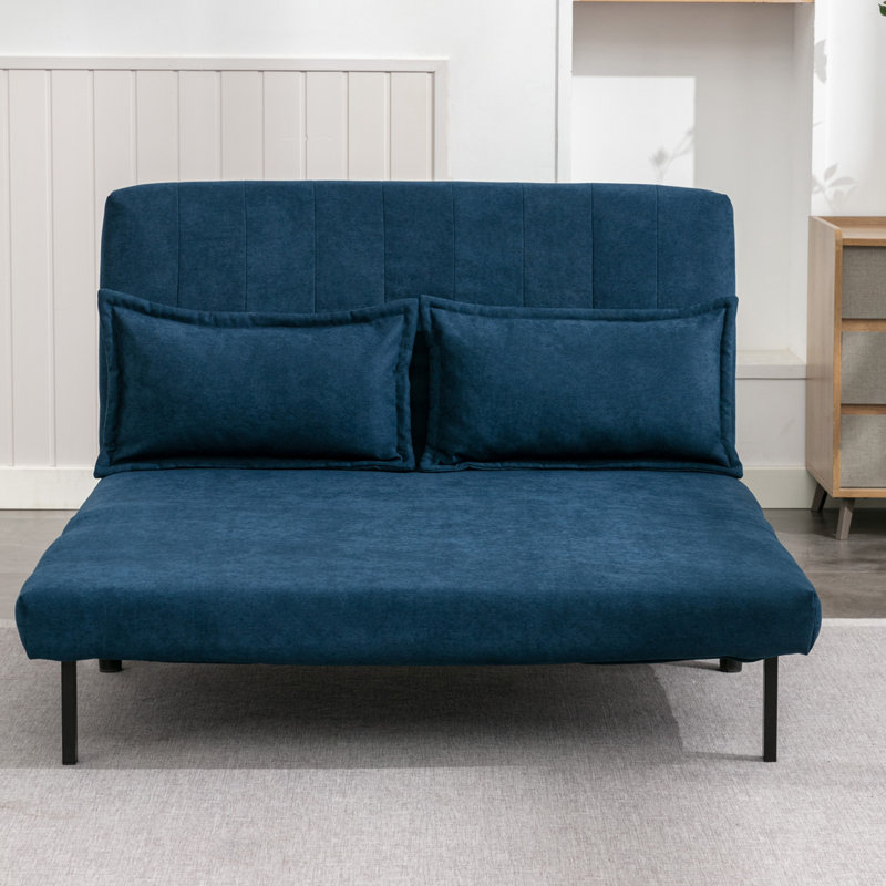 Nari 125.5Cm Linen Armless Sofa Bed, Blue