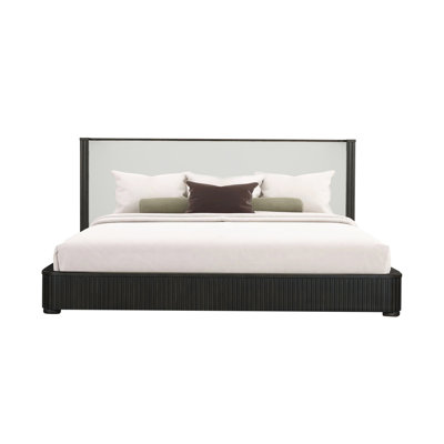 Clayten Beige Linen & Espresso Queen Bed
