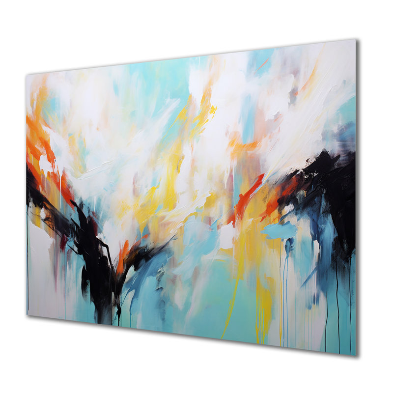 Fusion bleu azur et blanc - art mural abstrait en métal MT131763, H 30 po x l 40 po x P 1,5 po