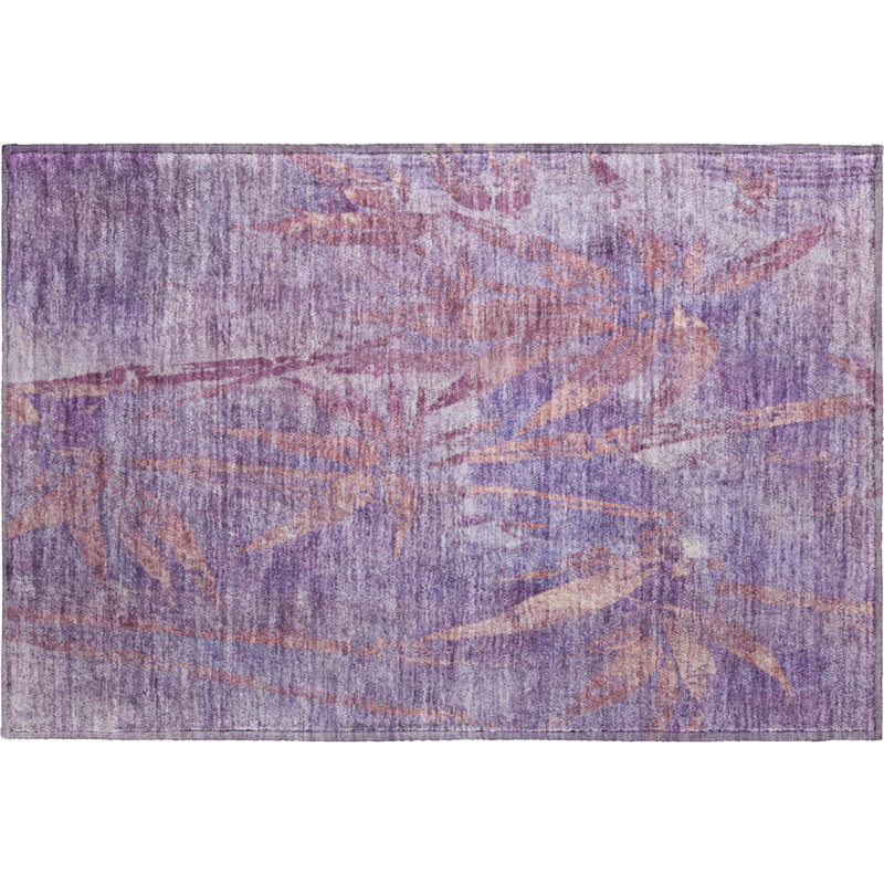 Premium Machine Washable Mayfield AMF2222 Botanical Rug, 1'8" x 2'6", Plum