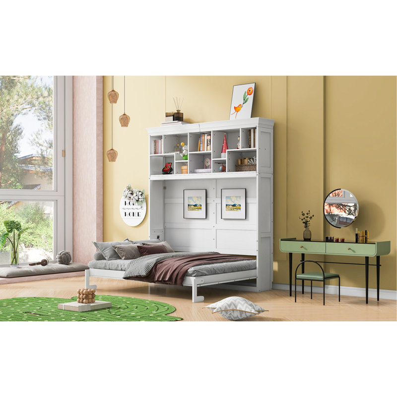 Grand lit en blanc avec tablettes supérieures et - Économie d'espace pour les gymnases Matelas confortable sans tablettes