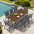  8 - Person Metal Patio Diining Set With Foldable Chairs And Umbrella Hole-244615763-244615761