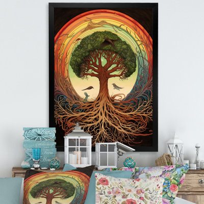 Arbre de vie, illustration rétro sur toile