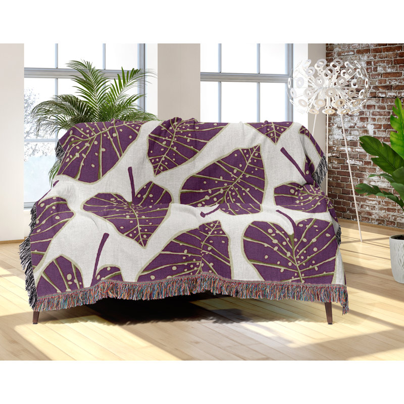 Jeté en coton Caladium, Mauve, 60 x 60