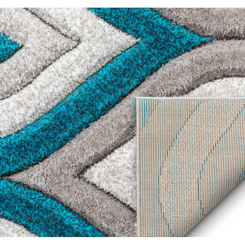 Geometric Shag Area Rug, Runner 67 x 220cm