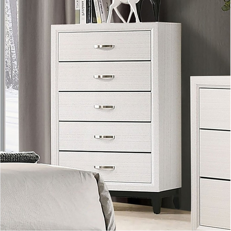 Commode 5 tiroirs Yashin, Blanc