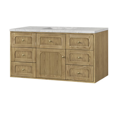 Laurent 48" Single Vanity, Light Natural Oak W/FreePower Wireless Charger