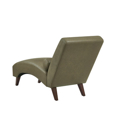 Méridienne rembourrée avec coussin traversin, méridienne d'extérieur en cuir technique vert olive